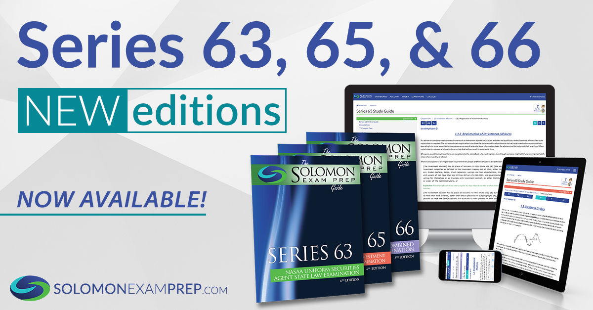 Series 63 study guide, Series 65 study guide, and Series 66 study guide