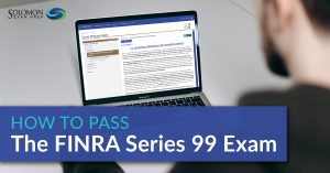 Series 99 exam study guide on a laptop
