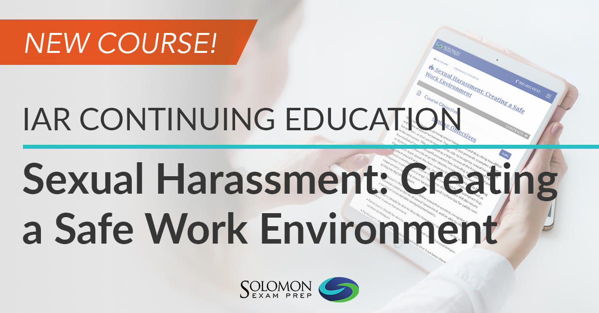 Sexual Harassment IAR CE Course Now Available